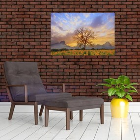 Tablou - Peisaj cu floarea soarelui (90x60 cm)