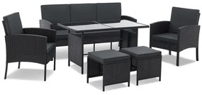 Juskys Set de ratan Turin - negru