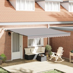 Marchiză retractabilă automată vidaXL cu LED Gri deschis 400x300 cm