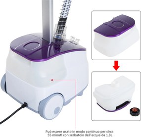 HomCom Fier de Calcat cu Vapor Vertical Profesional cu Rezervor 1.8L 1800W