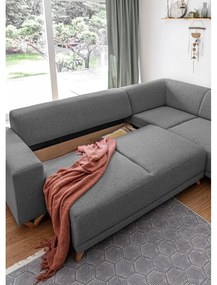 Colțar gri extensibil/cu spațiu de depozitare (cu colț pe partea dreaptă/în formă de ”L”) Classy Sophie – Miuform