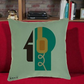 Perna Personalizata Retro Casti Muzicale, 40x40 cm, Verde, Husa Detasabila, Perna Inclusa, BEKZ®