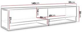Dulap TV de perete Adenuk 140 MDF (Negru grafit +  Negru) . 1106322