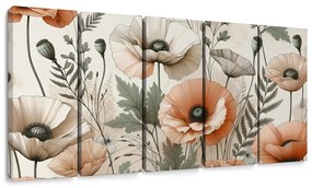 Tablou 5-piese flori delicate de mac