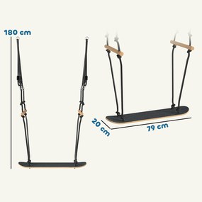 AIYAPLAY Leagăn skateboard pentru copii cu înălțime reglabilă, placă antiderapantă, frânghie rezistentă la intemperii, mânere Negru | Aosom Romania