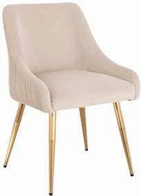 HR920 Scaun cu picioare aurii Crem din Catifea