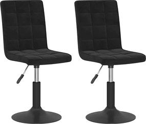 vidaXL Scaune de bucătărie pivotante, 2 buc., negru, catifea