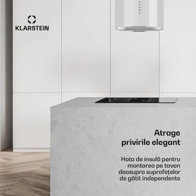 Klarstein Beretta, hota în formă de insulă,  Ø35 cm, recirculație, 650m³/h, LED, alb