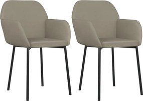 vidaXL Scaune de bucătărie, 2 buc., gri deschis, catifea