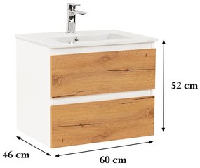 Dulap inferior Vario Forte 60 cu lavoar, stejar alb