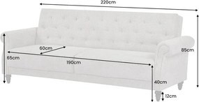 Canapea extensibila, Tesatura Boucle Greige, Maison Belle Affaire 220cm A-44236 VC