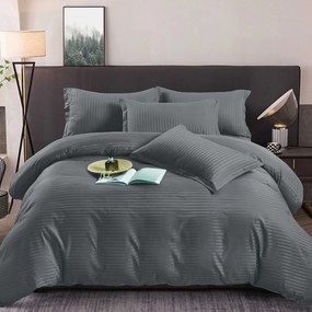 Lenjerie de pat 2 persoane, bumbac Damasc, 6 piese, uni, SSD37