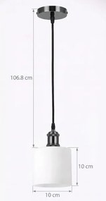 BRILAGI - Lustră LED suspendată pe cablu RETRO GLASS 1xE27/60W/230V Ø 10 cm negru/alb