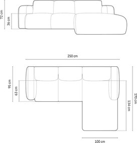 Coltar dreapta 4 locuri, Molino-101, Micadoni Home, 250x170x72 cm, tesatura boucle, bej