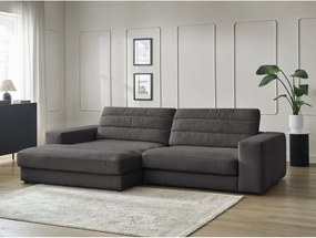 Colțar gri antracit cu tapițerie din catifea (cu colț pe partea stângă/cu șezlong) Sierra – Bobochic Paris