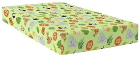 Cearceaf elastic din bumbac Mr. Fox Wild, 90 x 200 cm, verde