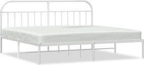 vidaXL Cadru de pat metalic cu tăblie, alb, 193x203 cm