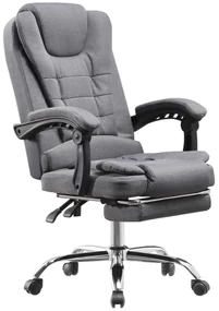 Scaun directorial, suport picioare, reglabil, Material textil, Gri