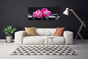 Tablou pe panza canvas Pietrele florale flori Roșu Negru