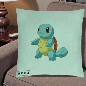 Perna Personalizata Squirtle Pokemon, 40x40 cm, Verde Menta, Husa Detasabila, Perna Inclusa, BEKZ®