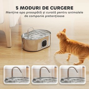 PawHut Fântână Apă Inox Automată 7L | Aosom Romania