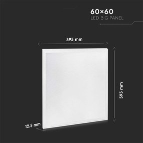 Panou LED incastrat V-TAC, 595x595mm, 40W, 4950 lm, lumina rece, alb, IP20