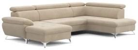 Canapea colțar extensibilă cu spațiu depozitare U CATANIA, dreapta, bej
