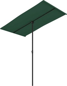 vidaXL Umbrelă de soare de grădină, stâlp aluminiu, verde, 180x110 cm
