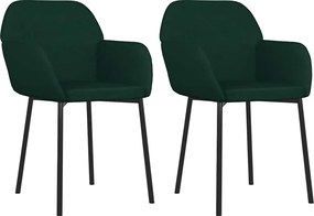 vidaXL Scaune de sufragerie, 2 buc., verde închis, catifea