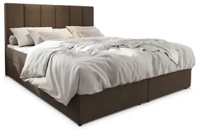 Pat tapițat boxspring MERALIS 140x200 cm maro Saltele: Saltea cu arcuri Bonell