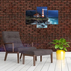 Tablou - Far pe malul oceanului, aquarelă (90x60 cm)