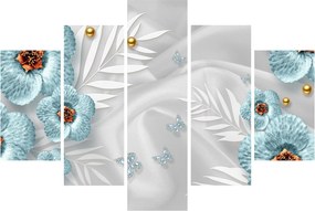 Tablou - 3D Flori albastre (150x105 cm)