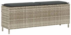 vidaXL Bancă de grădină cu pernă gri deschis 110x30x40,5 cm Poly Ratan