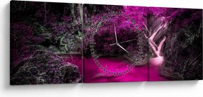 Tablou - Pădure roz (cu ceas) (90x30 cm)
