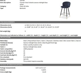 Scaun de bar design elegant LUX Counter Stool Volante, albastru 115739 HZ