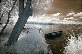 Tablou cu barca pe lac (90x60 cm)