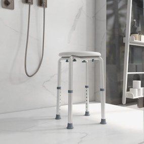 HOMCOM Scaun de Duș pentru Vârstnici cu Înălțime Reglabilă pe 8 Poziții și Picioare Antiderapante, 34.2x34.2x34.8-52.3 cm, Alb | Aosom Romania
