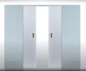 Usa glisanta dubla HDF incastrata in perete - Colectia Basic 1200/1400/1600x2000, Folie Decor, Maner ingropat - fara broasca, Alb