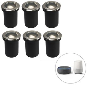 Set de 6 spoturi de sol inteligente pentru exterior reglabile, inclusiv WiFi GU10 - Delux