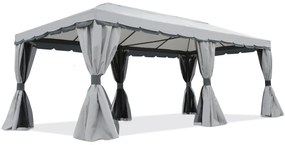 Pavilion de grădină cu plasă de țânțari și perdele Valencia 3x6m gri Garden Point