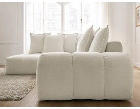 Colțar alb extensibil/cu spațiu de depozitare cu tapițerie din chenille (cu colț pe partea stângă/în formă de ”L”) Everest – Bobochic Paris