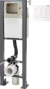 Set rezervor WC incastrat cu cadru Wirquin Chrono si clapeta Essentiel alb lucios