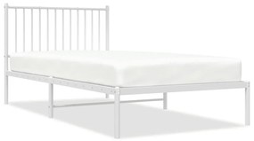 350926 vidaXL Cadru de pat din metal cu tăblie, alb, 100x200 cm