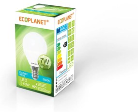 Bec LED Ecoplanet glob mic G45, E14, 7W (60W), 630 LM, A+, lumina rece 6500K, Mat Lumina rece - 6500K, 1 buc