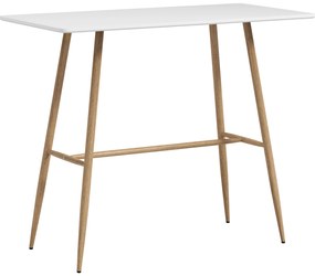 HOMCOM Masă de bar dreptunghiulară 4 persoane picioare din oțel cu aspect lemn asamblare ușoară 120 x 60 x 98 cm alb | Aosom Romania