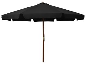 vidaXL Umbrelă de soare de exterior, stâlp din lemn, negru, 330 cm