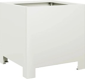 vidaXL Jardinieră de grădină, alb, 30x30x30 cm, oțel