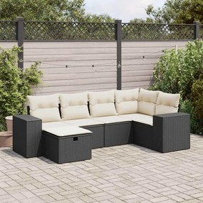 3325682 vidaXL Set mobilier de grădină cu perne, 6 piese, negru, poliratan