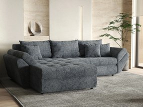Colțar extensibil dumonde cu ladă de depozitare si sezut confortabil din spuma high-density, Loana Euphoria Graphit 270x185 cm