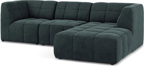 Colțar albastru cu tapițerie din catifea (cu colț pe partea dreaptă/cu șezlong) Aloha – Makamii